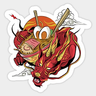 Japanese Dragon With Ramen Bowl Sticker